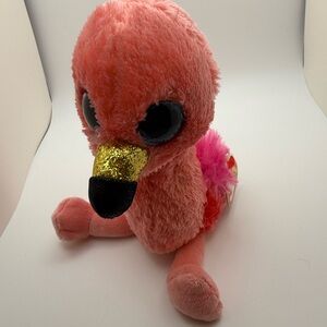 Ty Pink Flamingo Stuffed Animal with Gold Beak